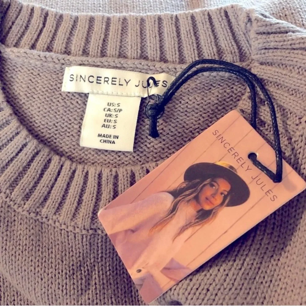 “Sincerely Jules” taupe skull print sweater-new - Picture 2 of 5